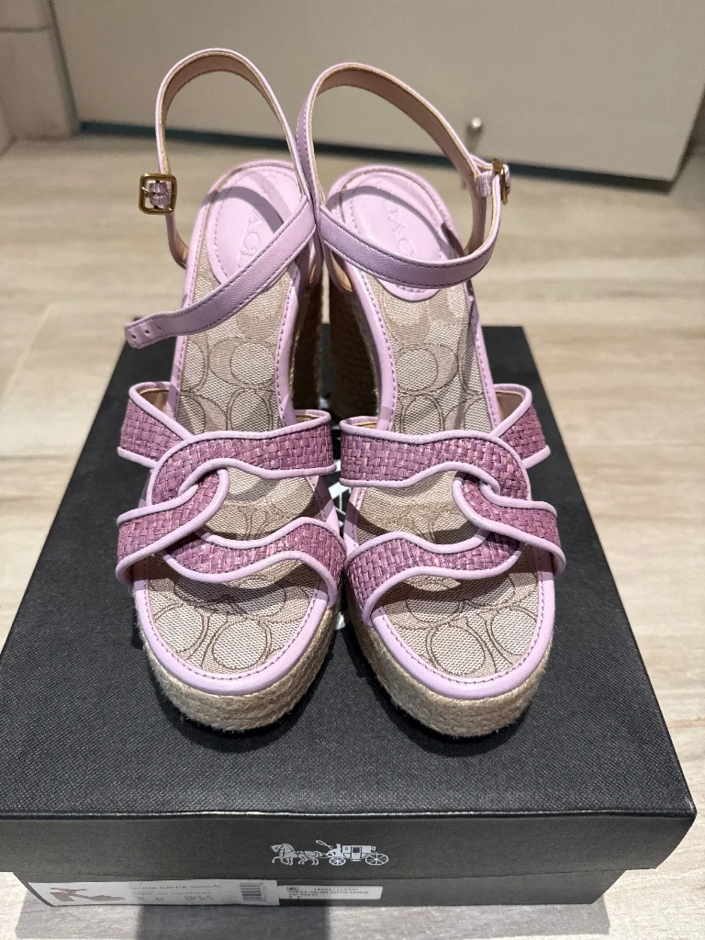 Coach Talina Platform Espadrille Raffia Sandals Size 8